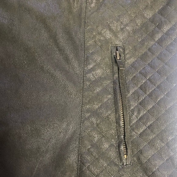 Love Marks Olive Green Faux Suede Quilted Moto Jacket - Picture 5 of 8